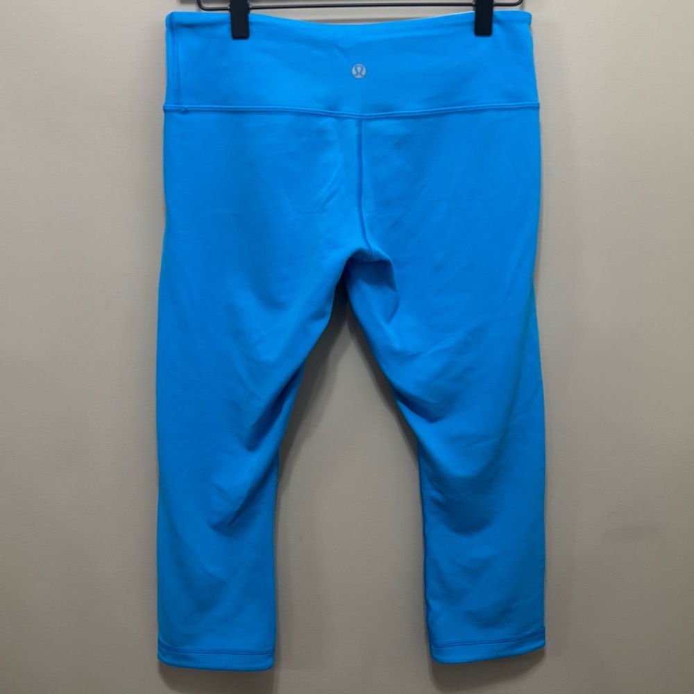 Lululemon Wunder Under Crop Reversible Blue Leggings Women’s Size 8 20" inseam